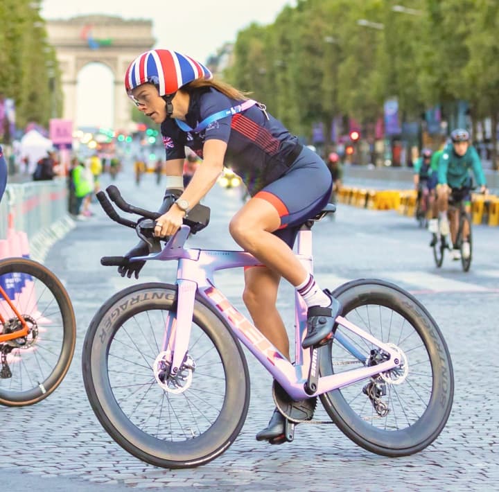 Lauren racing on her bike